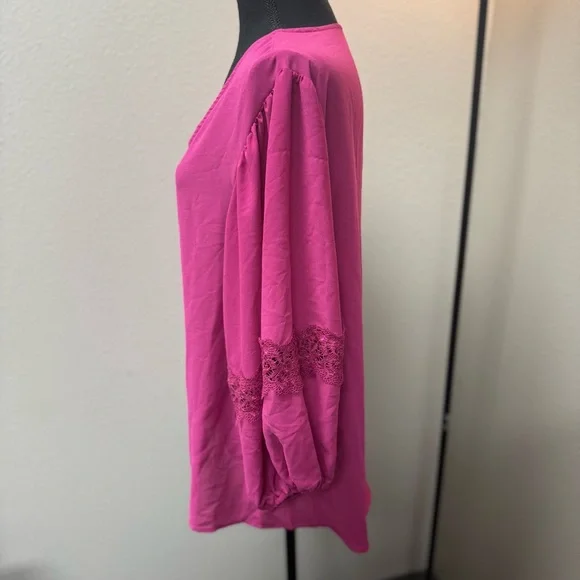 Est. 1946 Women's Hot Pink Boho Blouse. Size large. - Picture 2 of 8